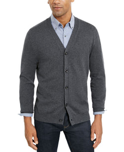 Club Room Knit V-neck Cardigan Charcoal Heather thumbnail 1