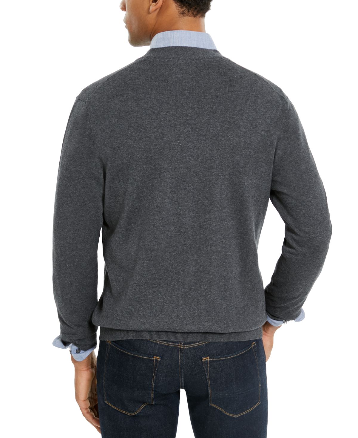 Club Room Knit V-neck Cardigan Charcoal Heather