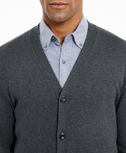 Club Room Knit V-neck Cardigan Charcoal Heather thumbnail 3