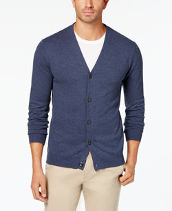 Club Room Knit V-neck Cardigan Denim Heather Blue thumbnail 1