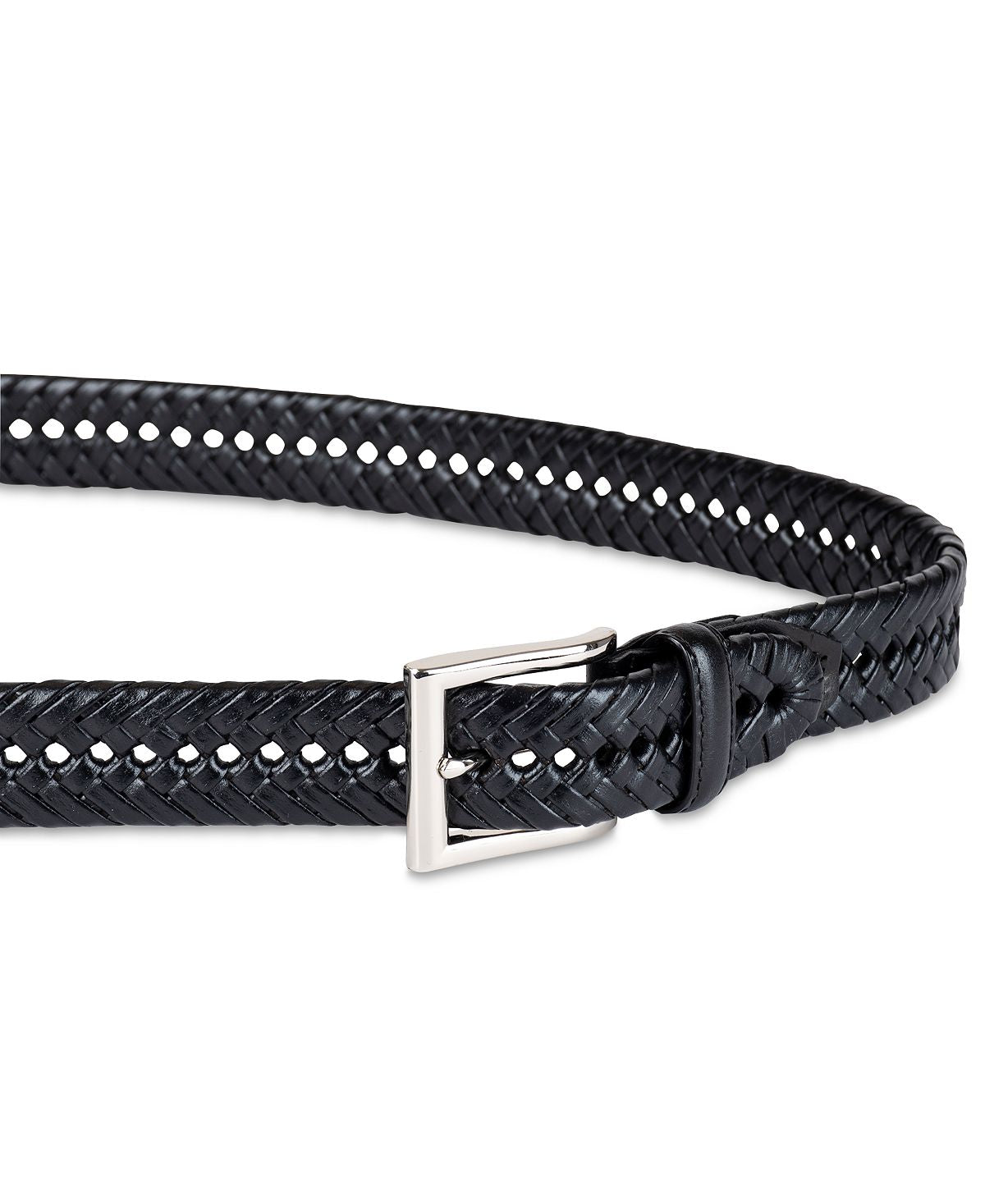 Club Room Leather Braided Belt Black