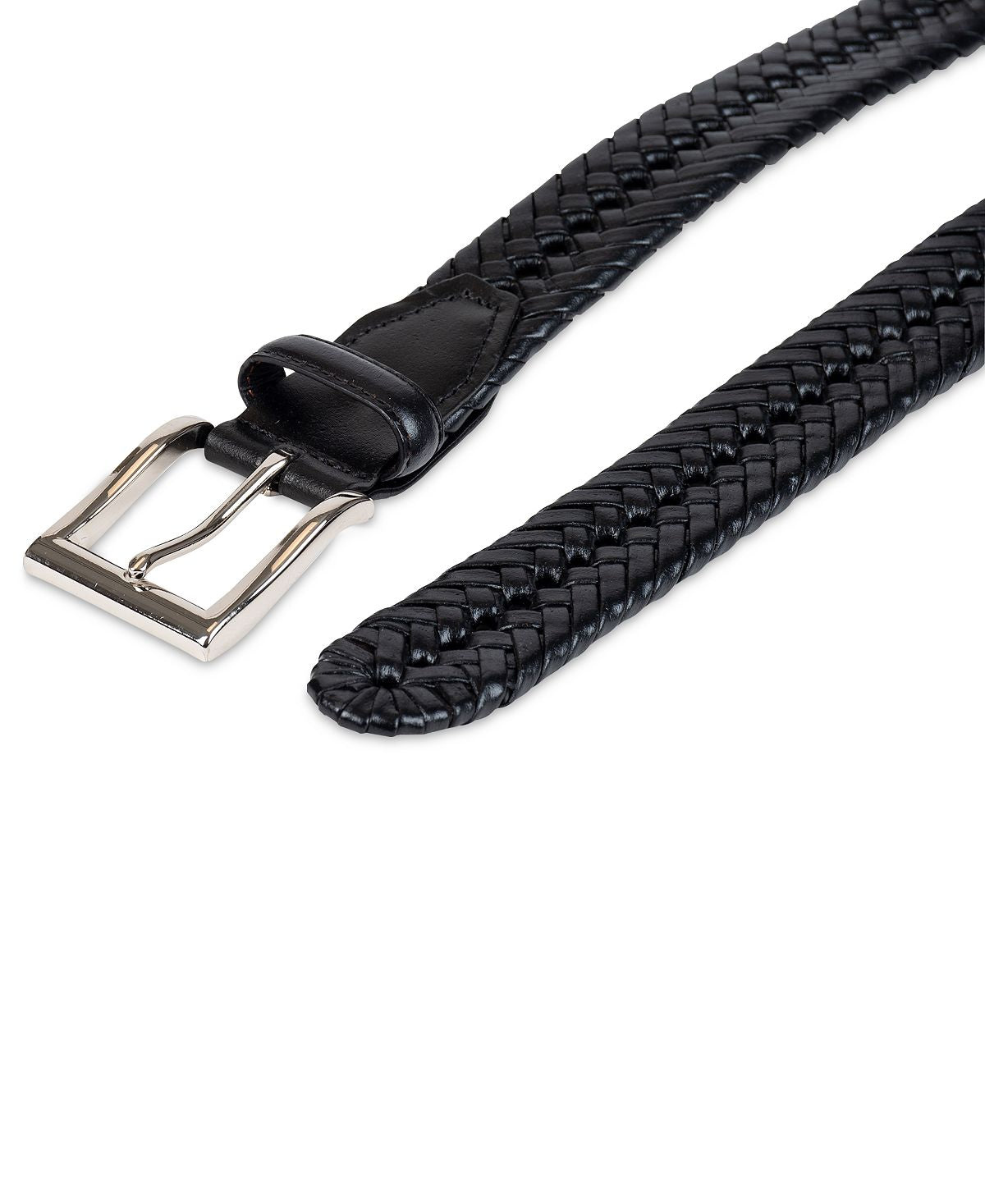 Club Room Leather Braided Belt Black