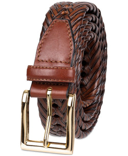 Club Room Leather Braided Belt Tan thumbnail 2