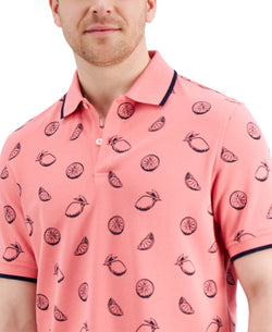 Club Room Lemon-print Performance Stretch Polo Pink thumbnail 3