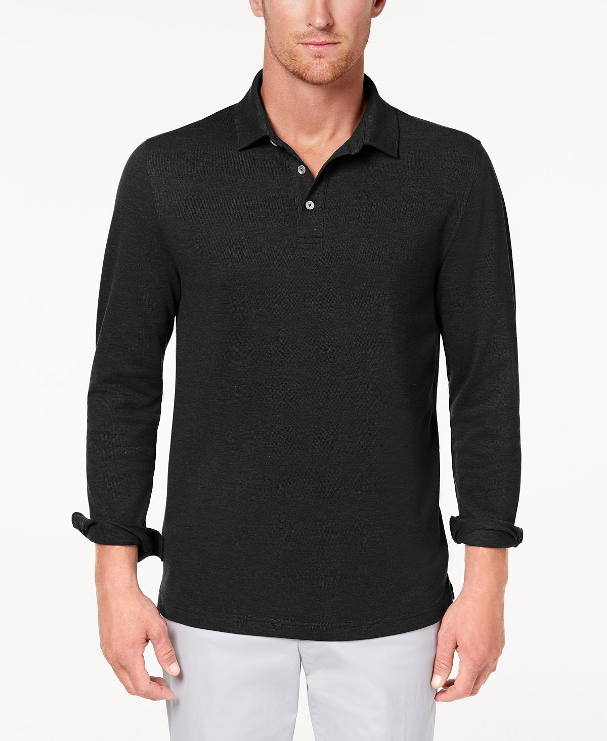 Club Room Long-sleeve Polo Only From Deep Black