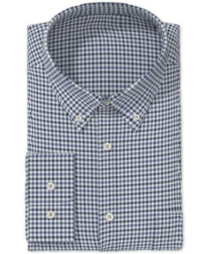 Club Room Men's Classic/Regular Fit Gingham Check Performance Dress Shirt