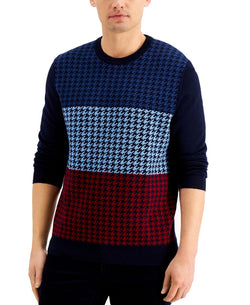 Club Room Merino Wool Blend Houndstooth Sweater Navy Blue thumbnail 1