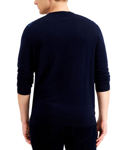 Club Room Merino Wool Blend Houndstooth Sweater Navy Blue thumbnail 2