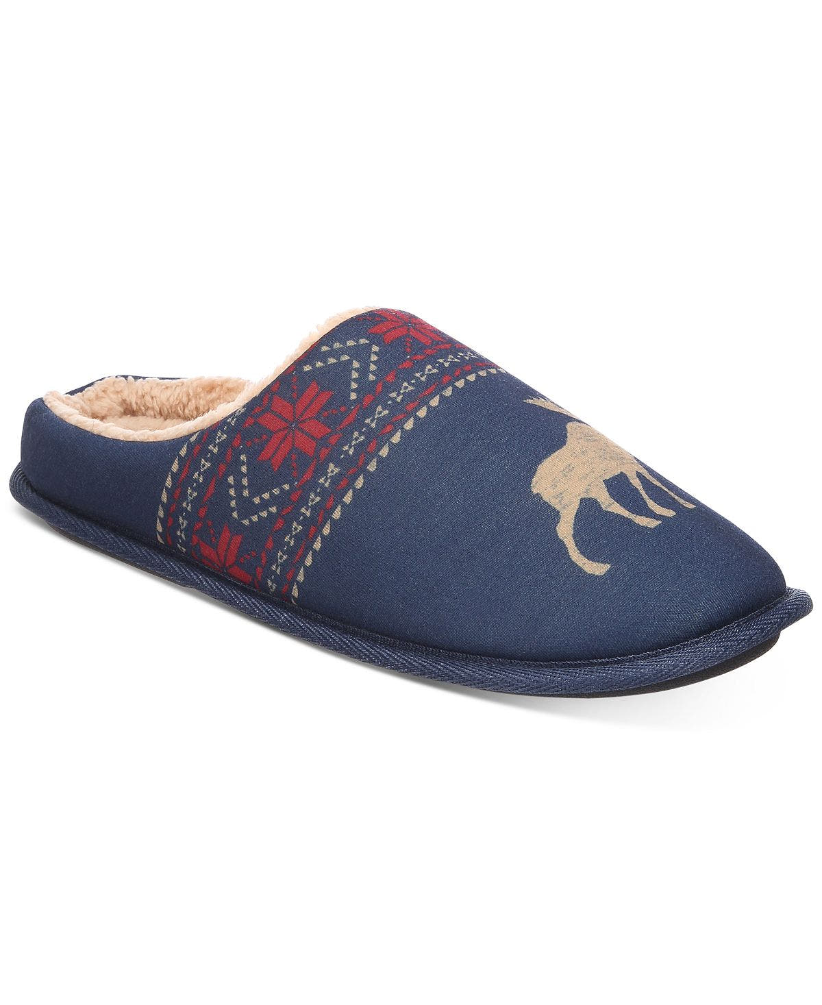 Club Room Moose-print Slippers Navy