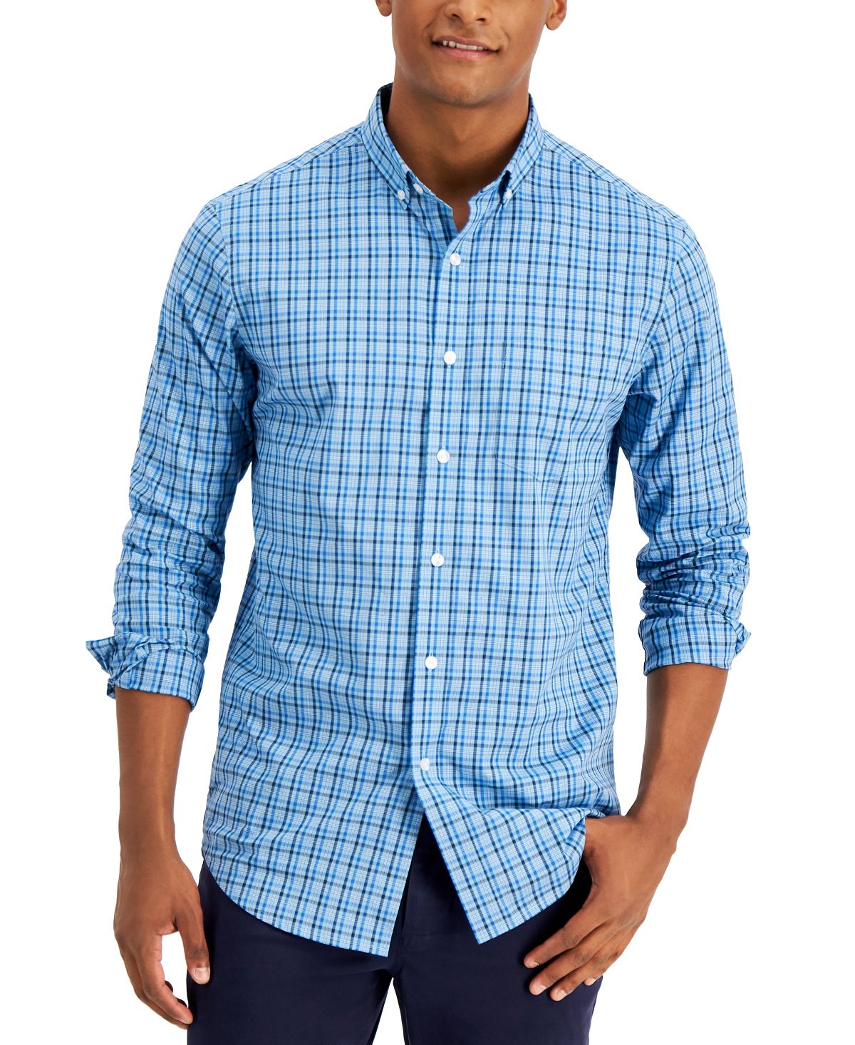 Club Room Multicolor Plaid Shirt Blue Combo
