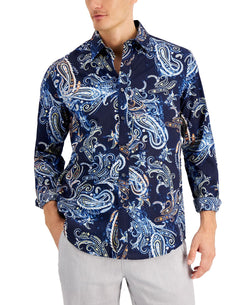 Club Room Paisley Dobby Shirt Navy Blue Combo thumbnail 1