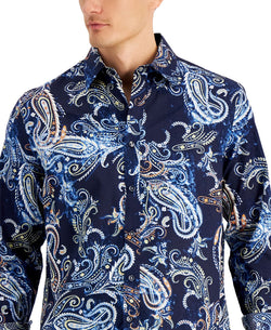 Club Room Paisley Dobby Shirt Navy Blue Combo thumbnail 2