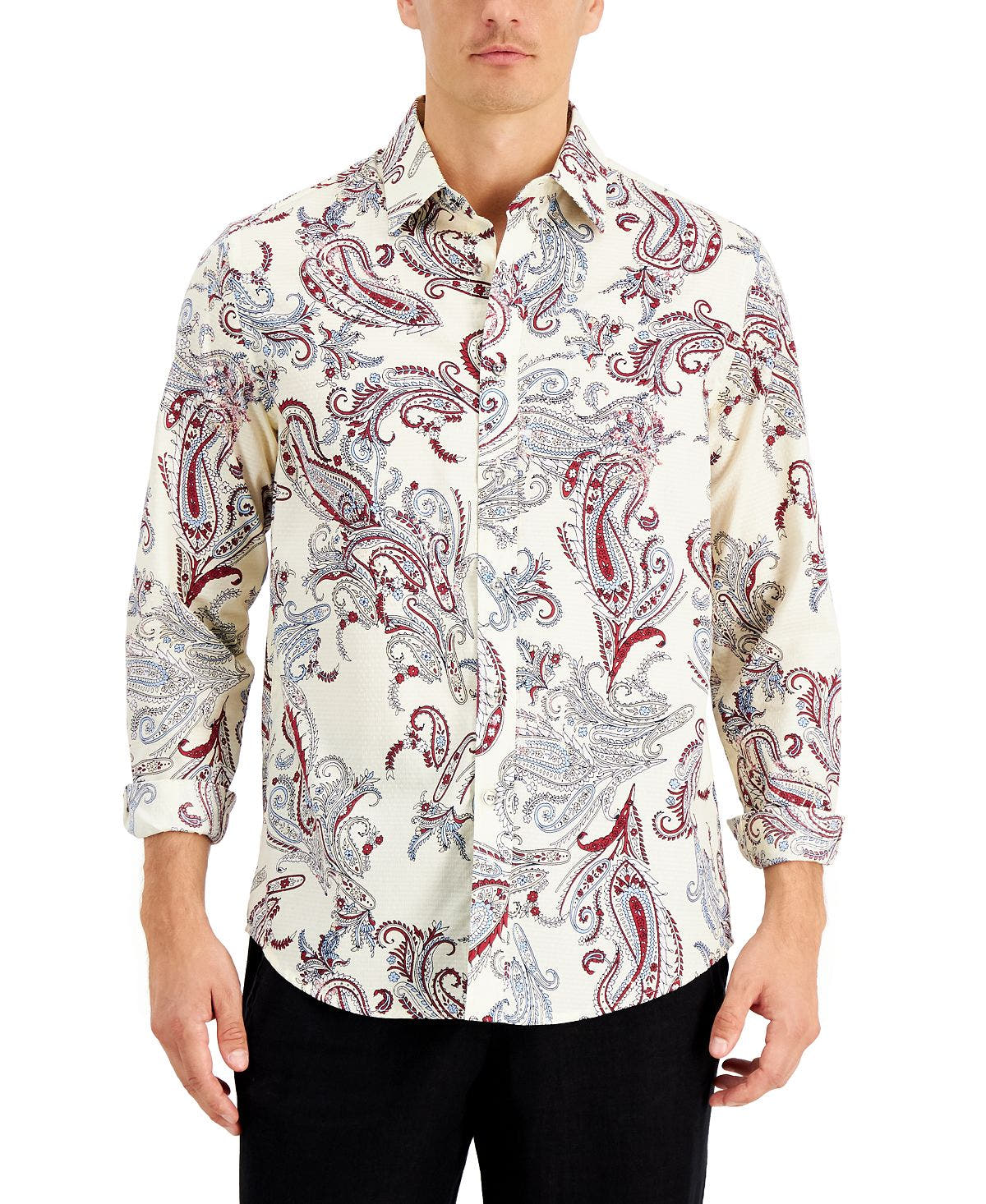 Club Room Paisley Dobby Shirt Winter Ivory Co