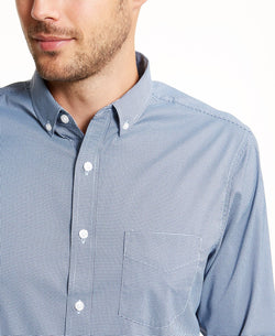 Club Room Performance Mini-gingham Check Shirt Pale Ink Blue thumbnail 3