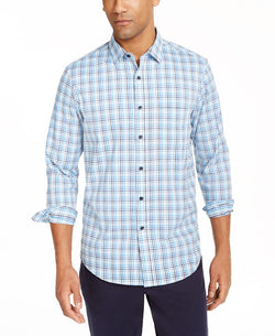 Club Room Performance Ombre Plaid Shirt With Pocket Blue Multi Combo thumbnail 1