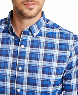 Club Room Performance Plaid Shirt With Pocket Pale Ink Blue thumbnail 3