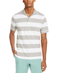 Club Room Performance Stretch Striped Polo Shirt Soft Grey/White thumbnail 1