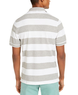 Club Room Performance Stretch Striped Polo Shirt Soft Grey/White thumbnail 2