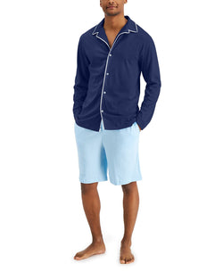 Club Room Piped Pajama Shirt Blue thumbnail 1