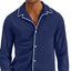 Club Room Piped Pajama Shirt Blue