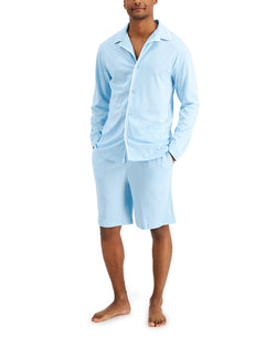 Club Room Piped Pajama Shirt Light Blue thumbnail 1