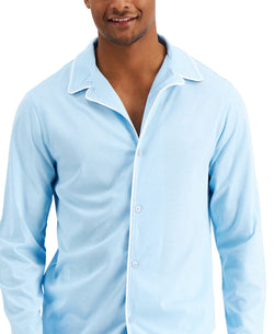 Club Room Piped Pajama Shirt Light Blue thumbnail 2