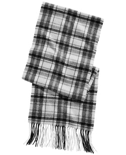 Club Room Plaid Cashmere Scarf Black/White Combo thumbnail 1