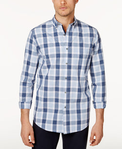 Club Room Plaid Cotton Shirt Blue Heather thumbnail 1