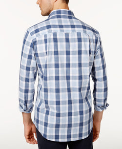 Club Room Plaid Cotton Shirt Blue Heather thumbnail 2