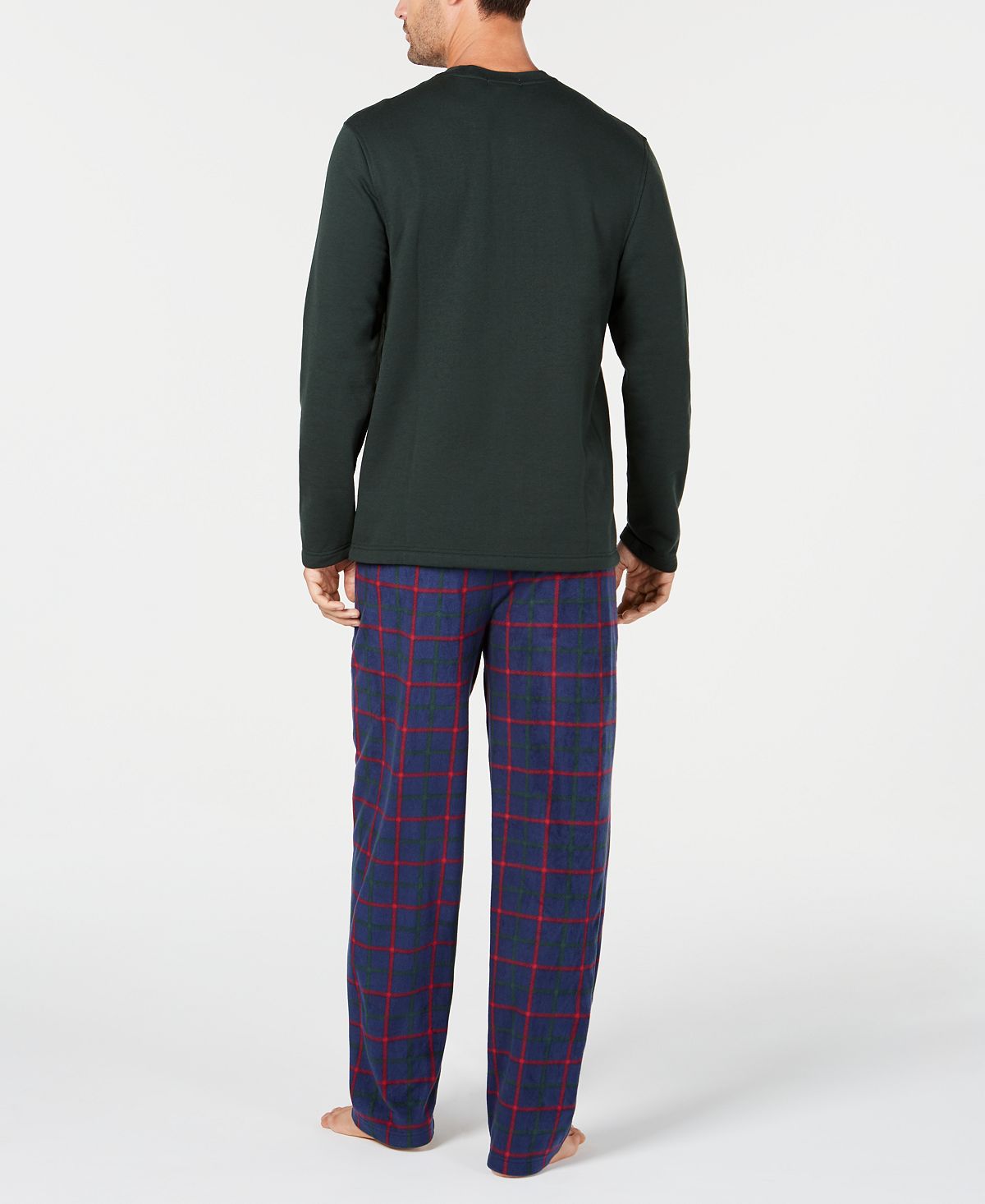 Club Room Plaid Fleece Pajama Set Navy/red/green