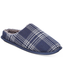 Club Room Plaid Fleece-lined Slippers Navy thumbnail 1