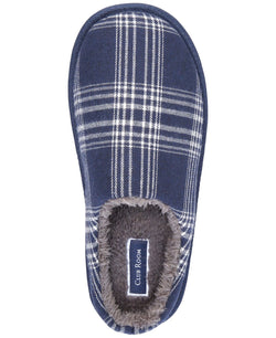 Club Room Plaid Fleece-lined Slippers Navy thumbnail 4