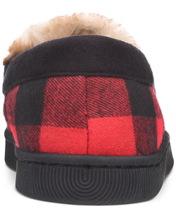 Club Room Plaid Moccasin Slippers With Faux-fur Lining Red thumbnail 3