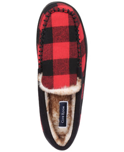 Club Room Plaid Moccasin Slippers With Faux-fur Lining Red thumbnail 4