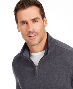 Club Room Quarter-zip French Rib Pullover Dark Lead Heather thumbnail 4