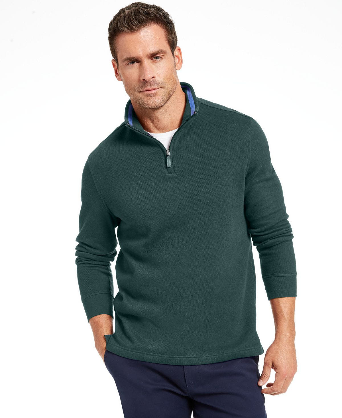 Club Room Quarter-zip French Rib Pullover Pine Grove