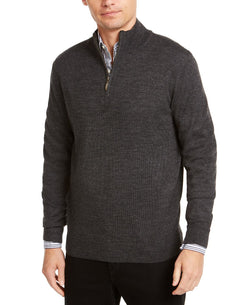 Club Room Quarter-zip Merino Wool Blend Sweater Ebony Heather thumbnail 1