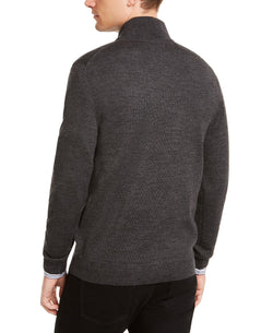 Club Room Quarter-zip Merino Wool Blend Sweater Ebony Heather thumbnail 2