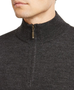 Club Room Quarter-zip Merino Wool Blend Sweater Ebony Heather thumbnail 3