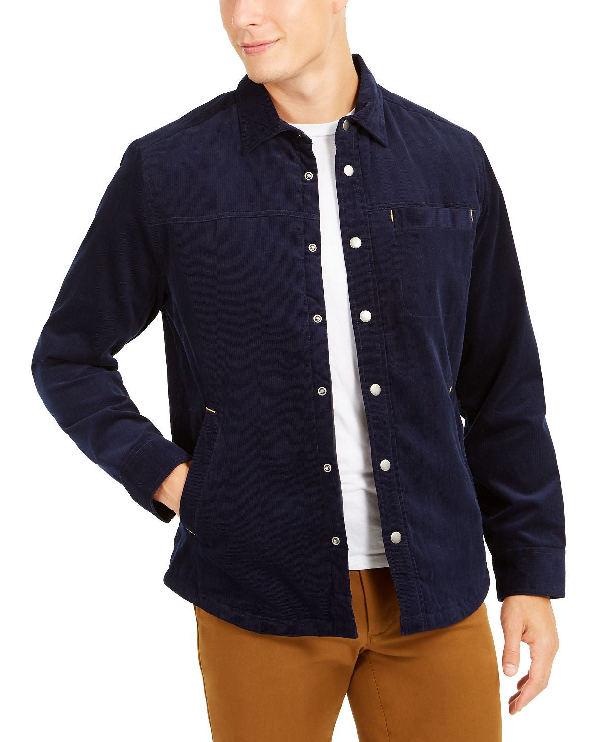 Club Room Quilted Corduroy Shirt Jacket Navy Blue