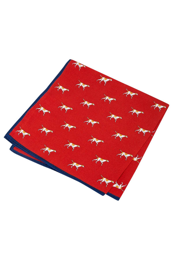 Club Room Red Hunter Hound Dog Silk Pocket Square