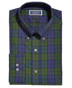 Club Room Regular Fit Cotton Plaid Dress Shirt Navy Green thumbnail 1
