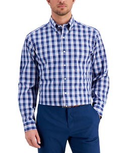 Club Room Regular Fit Plaid Cotton Dress Shirt Navy Pink thumbnail 1