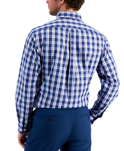 Club Room Regular Fit Plaid Cotton Dress Shirt Navy Pink thumbnail 2