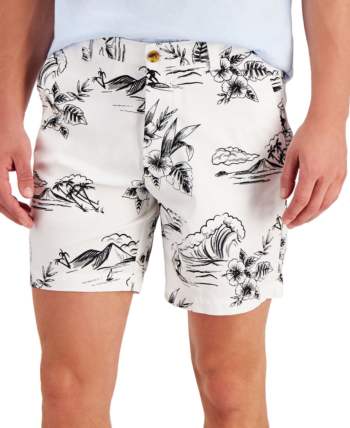 Club Room Regular-fit 7" Tropical-print Shorts White