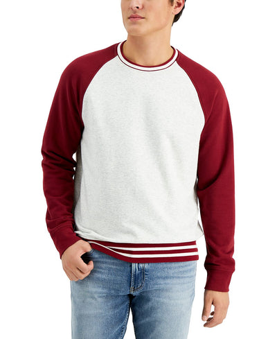 Club Room Regular-fit Colorblocked Fleece Sweatshirt Silver/Red