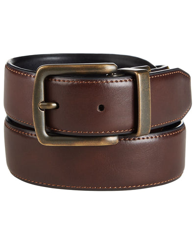 Club Room Reversible Stretch Casual Belt Brown