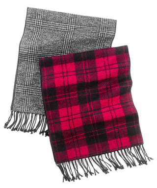 Club Room Scarf, Patterned Silk Red Buffalo Plaid