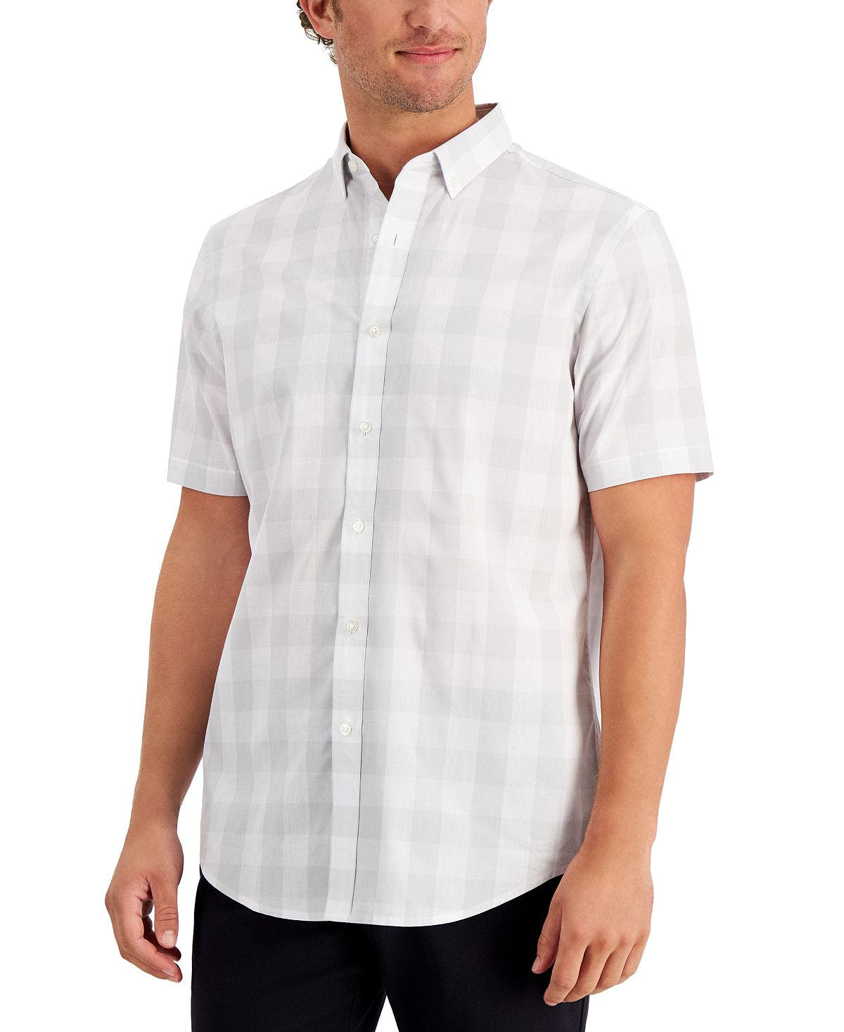 Club Room Short Sleeve Printed Shirt Beige