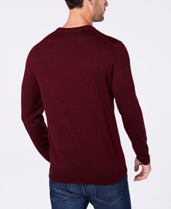 Club Room Solid Crew Neck Merino Wool Blend Sweater Red Plum thumbnail 2